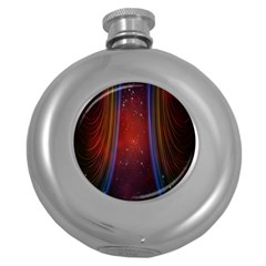 Bright Background With Stars And Air Curtains Round Hip Flask (5 Oz) by Nexatart