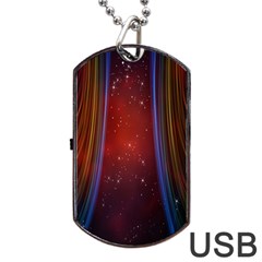 Bright Background With Stars And Air Curtains Dog Tag Usb Flash (two Sides) by Nexatart