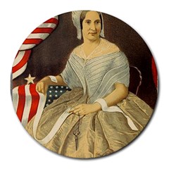 Betsy Ross Author Of The First American Flag And Seal Patriotic Usa Vintage Portrait Round Mousepads by yoursparklingshop