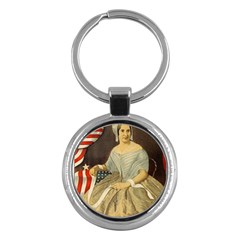 Betsy Ross Author Of The First American Flag And Seal Patriotic Usa Vintage Portrait Key Chains (round)  by yoursparklingshop