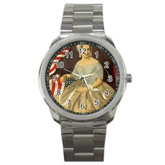 Betsy Ross Author Of The First American Flag And Seal Patriotic Usa Vintage Portrait Sport Metal Watch by yoursparklingshop