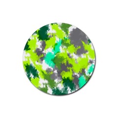 Abstract Watercolor Background Wallpaper Of Watercolor Splashes Green Hues Rubber Coaster (round)  by Nexatart