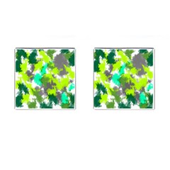 Abstract Watercolor Background Wallpaper Of Watercolor Splashes Green Hues Cufflinks (square) by Nexatart