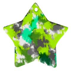 Abstract Watercolor Background Wallpaper Of Watercolor Splashes Green Hues Star Ornament (two Sides) by Nexatart