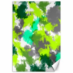 Abstract Watercolor Background Wallpaper Of Watercolor Splashes Green Hues Canvas 12  X 18   by Nexatart