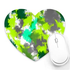 Abstract Watercolor Background Wallpaper Of Watercolor Splashes Green Hues Heart Mousepads by Nexatart