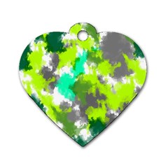 Abstract Watercolor Background Wallpaper Of Watercolor Splashes Green Hues Dog Tag Heart (two Sides) by Nexatart