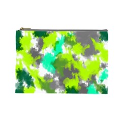 Abstract Watercolor Background Wallpaper Of Watercolor Splashes Green Hues Cosmetic Bag (large)  by Nexatart