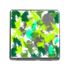 Abstract Watercolor Background Wallpaper Of Watercolor Splashes Green Hues Memory Card Reader (square) by Nexatart