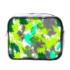 Abstract Watercolor Background Wallpaper Of Watercolor Splashes Green Hues Mini Toiletries Bags by Nexatart