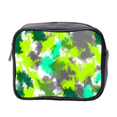 Abstract Watercolor Background Wallpaper Of Watercolor Splashes Green Hues Mini Toiletries Bag 2-side by Nexatart