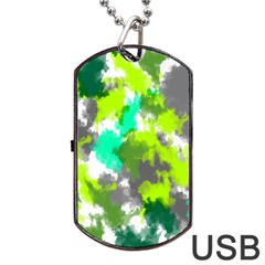 Abstract Watercolor Background Wallpaper Of Watercolor Splashes Green Hues Dog Tag Usb Flash (two Sides) by Nexatart