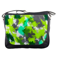 Abstract Watercolor Background Wallpaper Of Watercolor Splashes Green Hues Messenger Bags by Nexatart