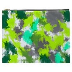 Abstract Watercolor Background Wallpaper Of Watercolor Splashes Green Hues Cosmetic Bag (xxxl)  by Nexatart