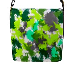 Abstract Watercolor Background Wallpaper Of Watercolor Splashes Green Hues Flap Messenger Bag (l)  by Nexatart