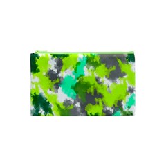 Abstract Watercolor Background Wallpaper Of Watercolor Splashes Green Hues Cosmetic Bag (xs) by Nexatart