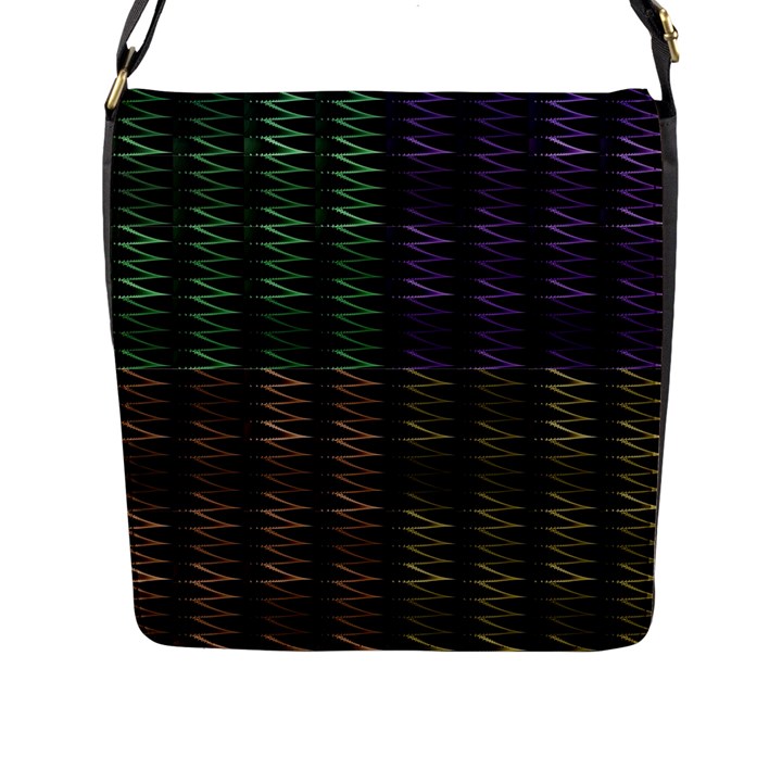 Multicolor Pattern Digital Computer Graphic Flap Messenger Bag (L) 