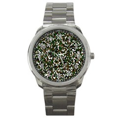 Camouflaged Seamless Pattern Abstract Sport Metal Watch