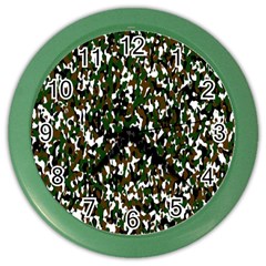 Camouflaged Seamless Pattern Abstract Color Wall Clocks by Nexatart