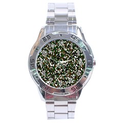 Camouflaged Seamless Pattern Abstract Stainless Steel Analogue Watch by Nexatart