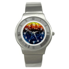 Abstract Background Stainless Steel Watch