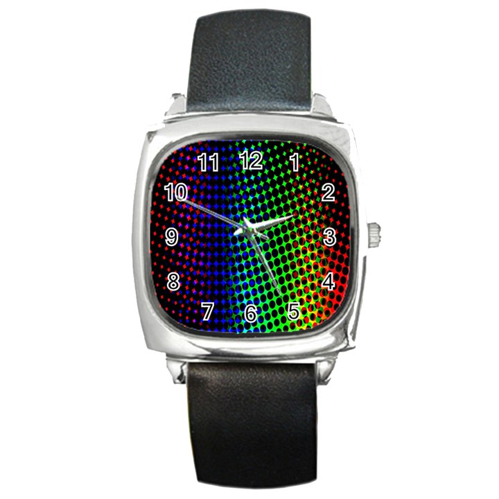 Digitally Created Halftone Dots Abstract Background Design Square Metal Watch