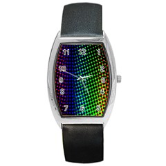 Digitally Created Halftone Dots Abstract Background Design Barrel Style Metal Watch