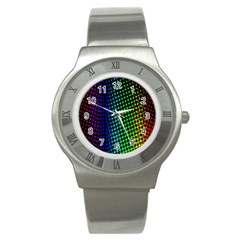 Digitally Created Halftone Dots Abstract Background Design Stainless Steel Watch