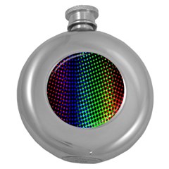 Digitally Created Halftone Dots Abstract Background Design Round Hip Flask (5 Oz)