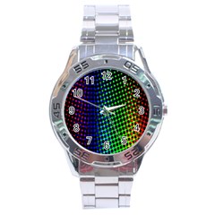 Digitally Created Halftone Dots Abstract Background Design Stainless Steel Analogue Watch