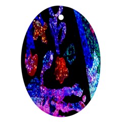 Grunge Abstract In Black Grunge Effect Layered Images Of Texture And Pattern In Pink Black Blue Red Ornament (oval)