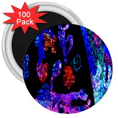 Grunge Abstract In Black Grunge Effect Layered Images Of Texture And Pattern In Pink Black Blue Red 3  Magnets (100 Pack)