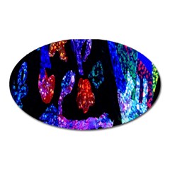 Grunge Abstract In Black Grunge Effect Layered Images Of Texture And Pattern In Pink Black Blue Red Oval Magnet