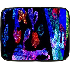 Grunge Abstract In Black Grunge Effect Layered Images Of Texture And Pattern In Pink Black Blue Red Double Sided Fleece Blanket (mini) 