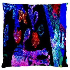 Grunge Abstract In Black Grunge Effect Layered Images Of Texture And Pattern In Pink Black Blue Red Large Cushion Case (one Side)