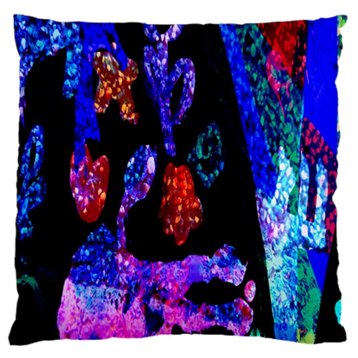 Grunge Abstract In Black Grunge Effect Layered Images Of Texture And Pattern In Pink Black Blue Red Large Cushion Case (Two Sides)