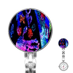 Grunge Abstract In Black Grunge Effect Layered Images Of Texture And Pattern In Pink Black Blue Red Stainless Steel Nurses Watch