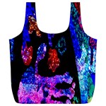 Grunge Abstract In Black Grunge Effect Layered Images Of Texture And Pattern In Pink Black Blue Red Full Print Recycle Bags (L)  Back