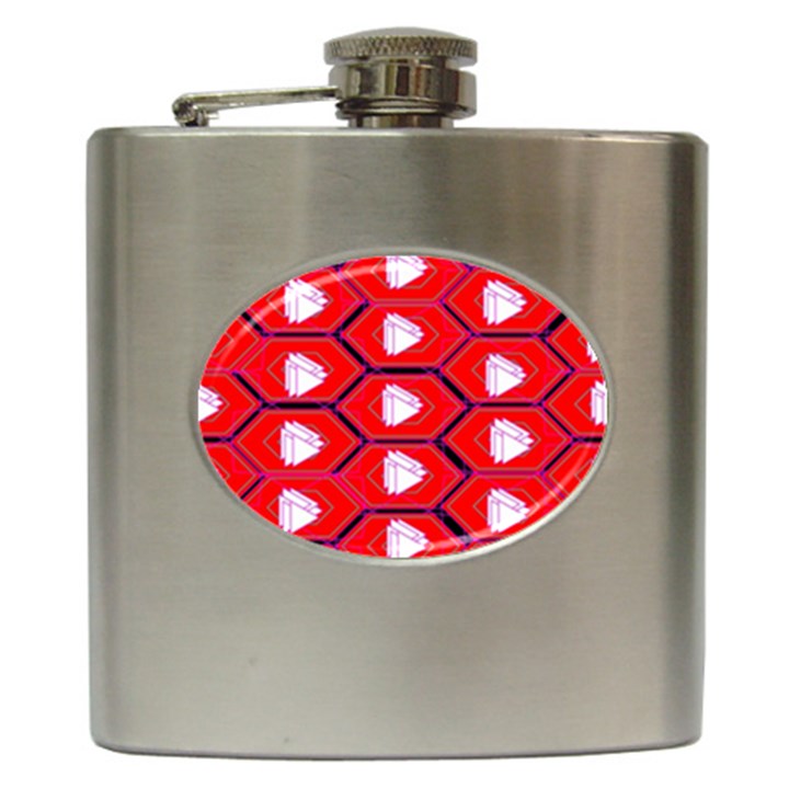 Red Bee Hive Background Hip Flask (6 oz)