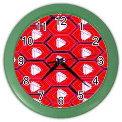 Red Bee Hive Background Color Wall Clocks