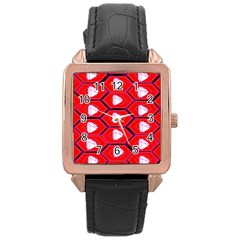 Red Bee Hive Background Rose Gold Leather Watch  by Nexatart