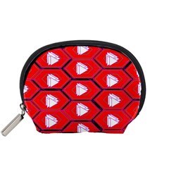 Red Bee Hive Background Accessory Pouches (small)  by Nexatart