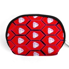 Red Bee Hive Background Accessory Pouches (medium)  by Nexatart