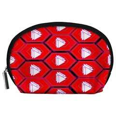 Red Bee Hive Background Accessory Pouches (large)  by Nexatart