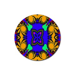 Digital Kaleidoscope Rubber Round Coaster (4 Pack) 