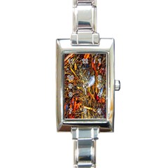 Abstract In Orange Sealife Background Abstract Of Ocean Beach Seaweed And Sand With A White Feather Rectangle Italian Charm Watch by Nexatart