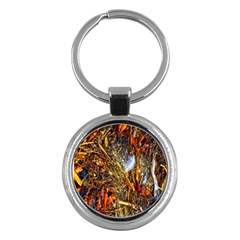 Abstract In Orange Sealife Background Abstract Of Ocean Beach Seaweed And Sand With A White Feather Key Chains (round)  by Nexatart