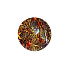 Abstract In Orange Sealife Background Abstract Of Ocean Beach Seaweed And Sand With A White Feather Golf Ball Marker (4 Pack) by Nexatart