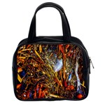 Abstract In Orange Sealife Background Abstract Of Ocean Beach Seaweed And Sand With A White Feather Classic Handbags (2 Sides) Front