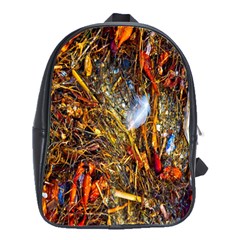 Abstract In Orange Sealife Background Abstract Of Ocean Beach Seaweed And Sand With A White Feather School Bags(large)  by Nexatart